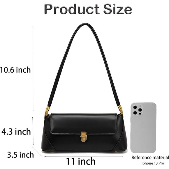 Vintage Small Black Shoulder Bag for Women Zipper Closure and Classic Design - Picture 2 of 7